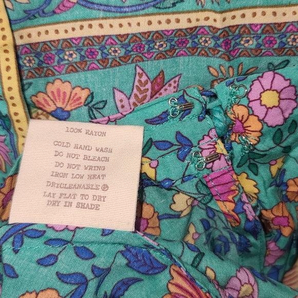 New spell original drop folk town maxi skirt turquoise L folktown NWT teal og - Picture 6 of 16